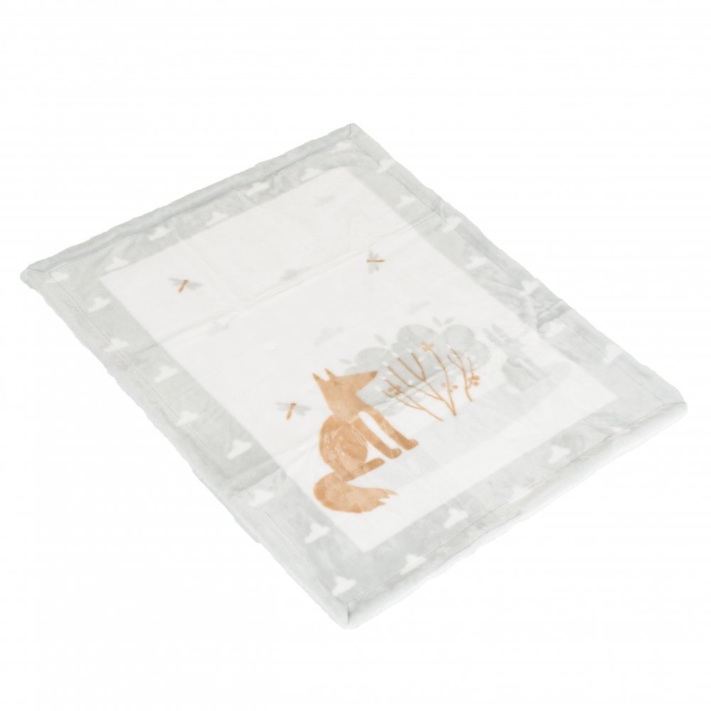 CANGAROO Patura pentru bebelusi cu sherpa 80x110 cm Little friends grey