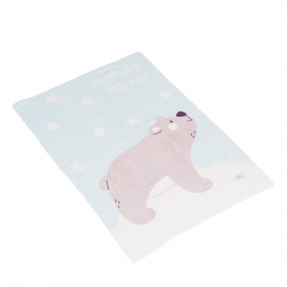 CANGAROO Paturica moale pentru bebelusi 75x100 cm Dreamy bear Albastru