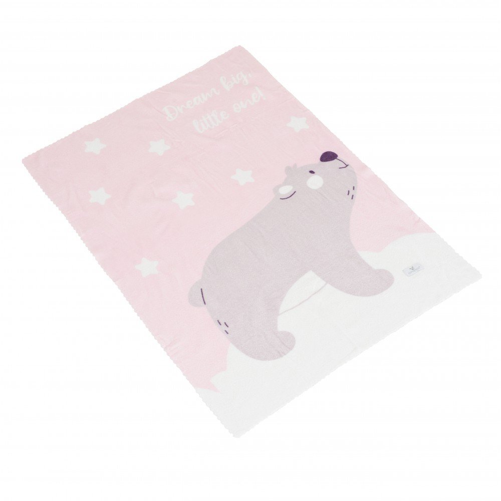 CANGAROO Paturica moale pentru bebelusi 75x100 cm Dreamy bear Roz
