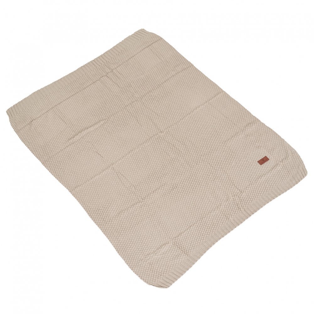 CANGAROO Paturica tricotata din bumbac si fibre bambus 80x100 cm Popcorn Beige in cutie cadou eleganta