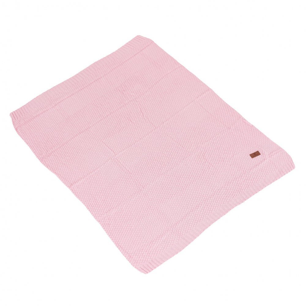 CANGAROO Paturica tricotata din bumbac si fibre bambus 80x100 cm Popcorn Pink in cutie cadou eleganta
