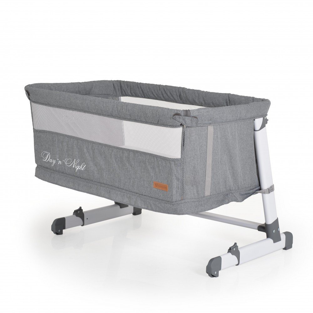 CANGAROO Patut co-sleeper 2in1 Day and Night Grey reglabil pe inaltime usita cu fermoar pozitie anti-reflux saltea inclusa