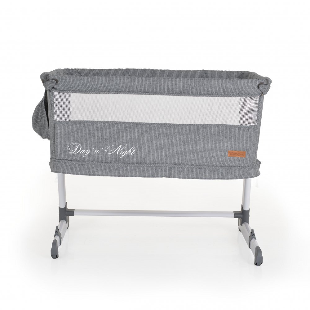 CANGAROO Patut co-sleeper 2in1 Day and Night Grey reglabil pe inaltime usita cu fermoar pozitie anti-reflux saltea inclusa