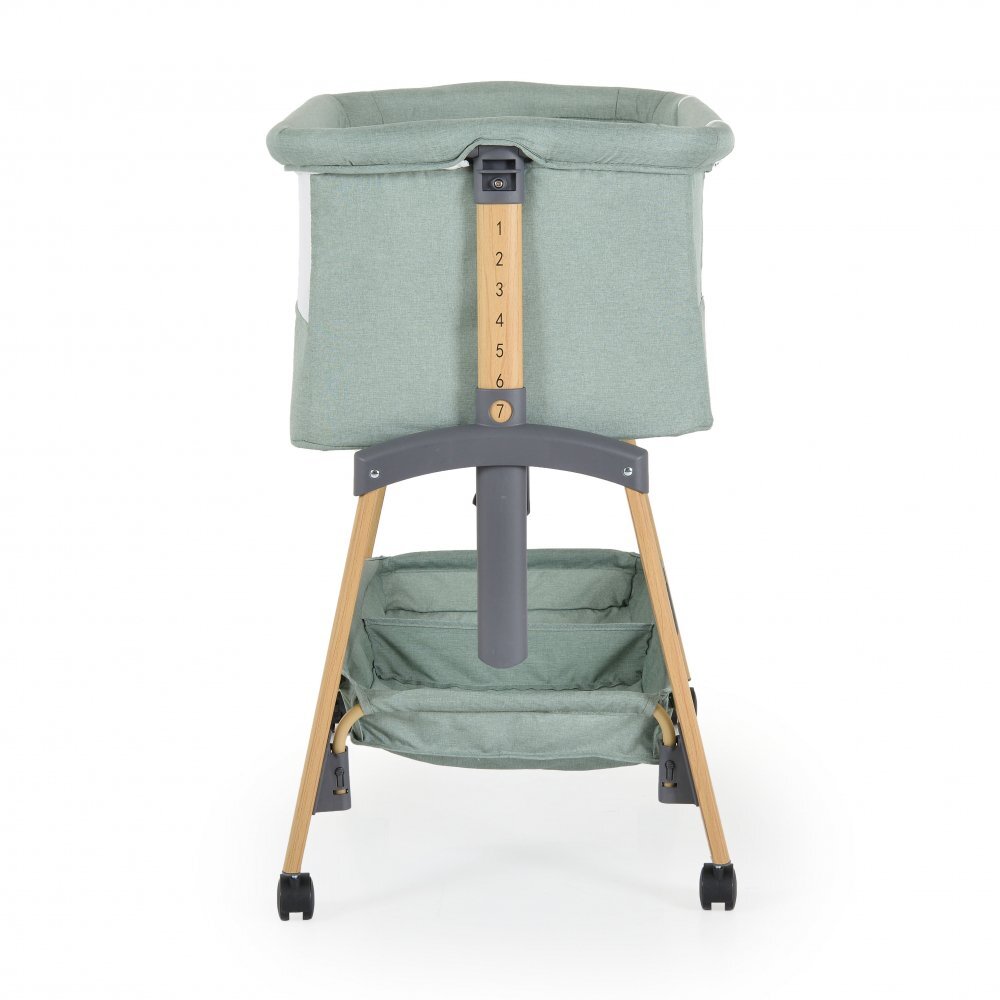 CANGAROO Patut Co-Sleeper Adoro Green 90x53 cm cu laterala culisanta Saltea si Plasa de insecte incluse Spatiu depozitare 7 nivele de reglare a inaltimii Roti cu frana