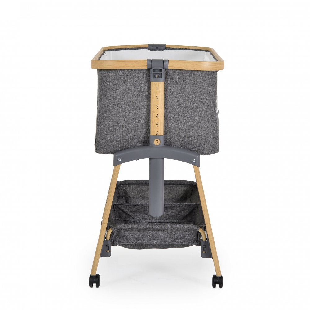 CANGAROO Patut Co-Sleeper Amo Dark grey 91x49x89 cm cu laterala culisantafixare langa patul parinteluIinaltime reglabila in 7 pozitiiroti cu blocareraft pentru accesoriipozitie antirefluxsaltea si plasa insecte inclusa