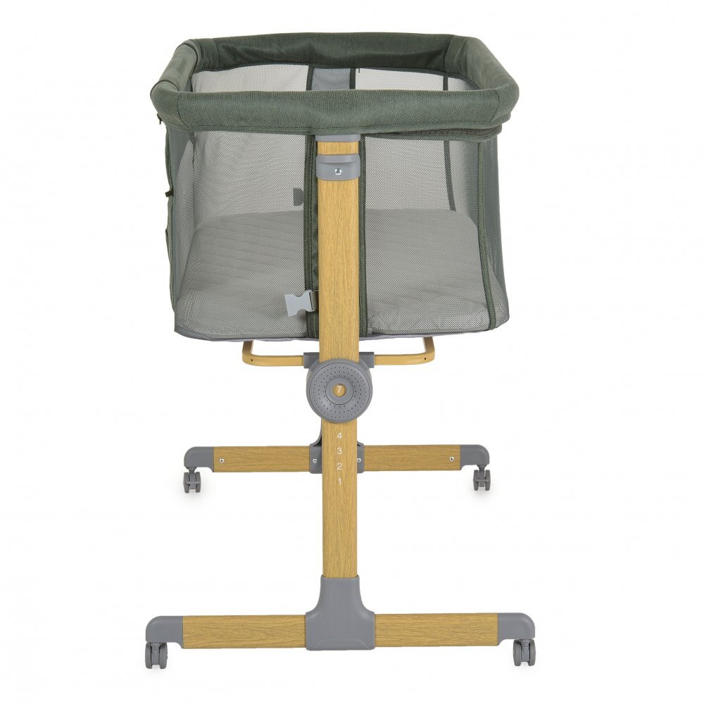 CANGAROO Patut Co-Sleeper Aura Green 88x56 cm cu laterala culisanta saltea cu baza ferma si husa detasabila functie anti reflux 7 nivele de reglare a inaltimii 4 roti cu franarecomandat de la nastere pana la 9 kg