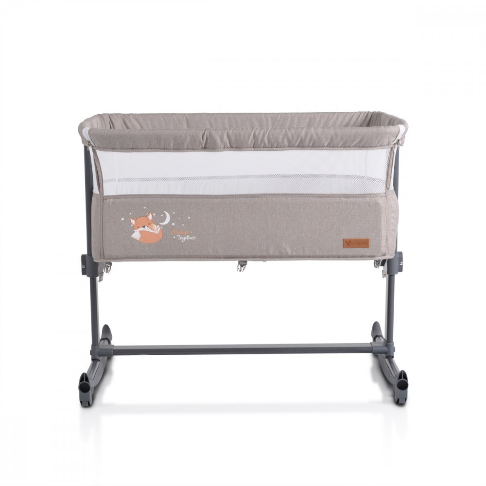 CANGAROO Patut Co-Sleeper pentru bebelusi Always Together Beige cu laterala culisanta5 pozitii de reglare inaltimepozitie antirefluxpicioare antiderapantefunctie atasare la patul parinteluisistem leganarehusa detasabila