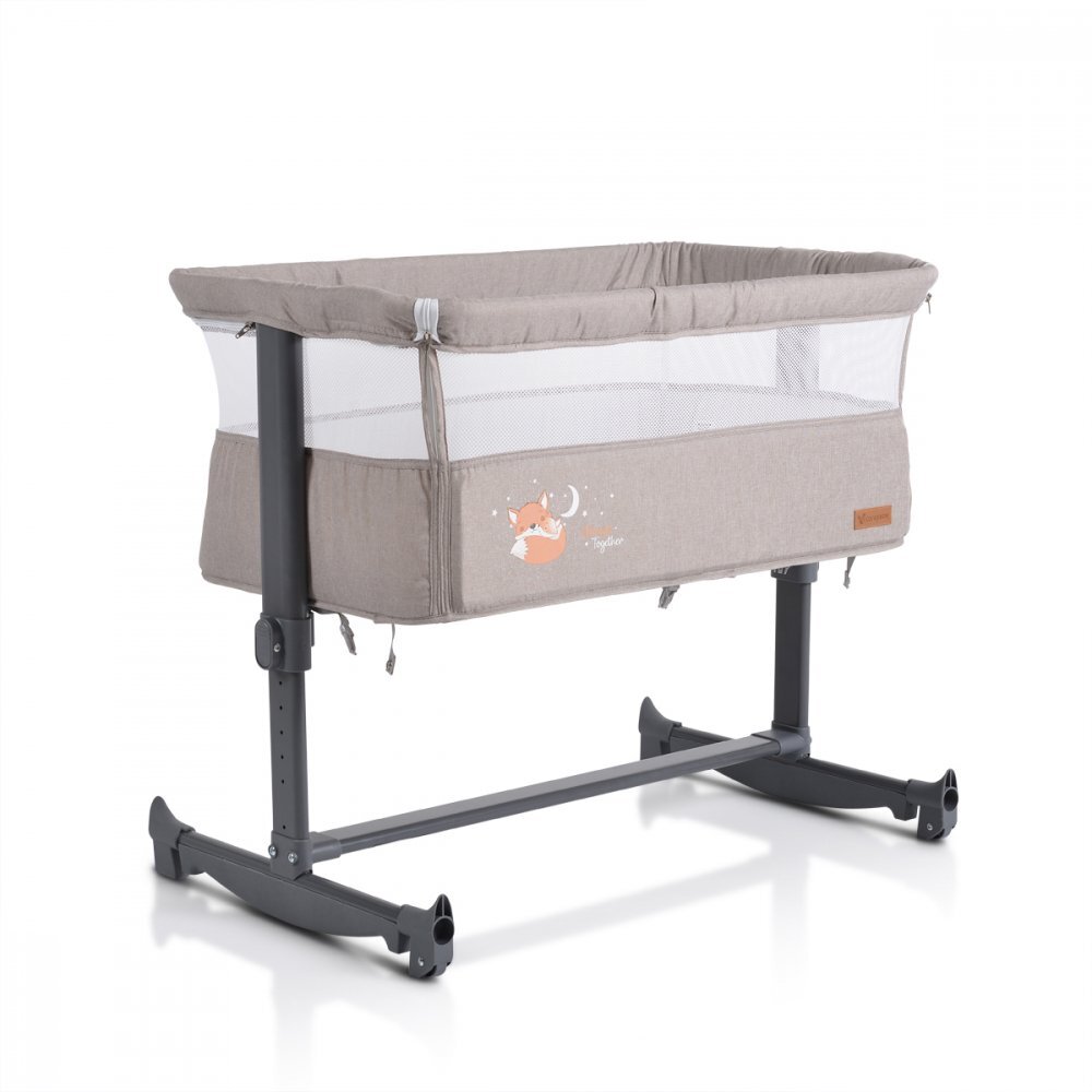 CANGAROO Patut Co-Sleeper pentru bebelusi Always Together Beige cu laterala culisanta5 pozitii de reglare inaltimepozitie antirefluxpicioare antiderapantefunctie atasare la patul parinteluisistem leganarehusa detasabila