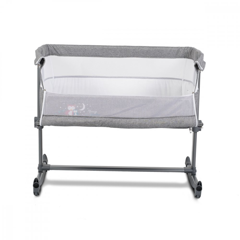 CANGAROO Patut Co-Sleeper pentru bebelusi Always Together Grey cu laterala culisanta5 pozitii de reglare inaltimepozitie antirefluxpicioare antiderapantefunctie atasare la patul parinteluisistem leganarehusa detasabila