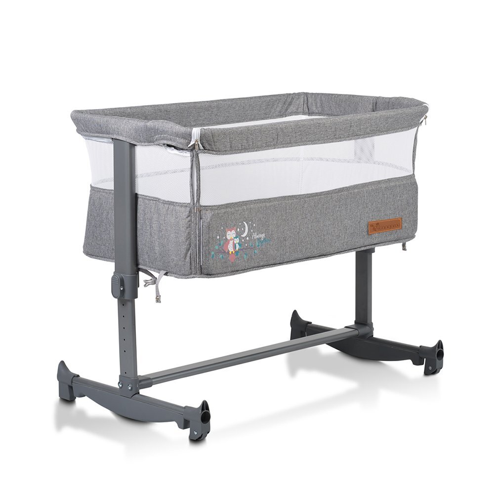 CANGAROO Patut Co-Sleeper pentru bebelusi Always Together Grey cu laterala culisanta5 pozitii de reglare inaltimepozitie antirefluxpicioare antiderapantefunctie atasare la patul parinteluisistem leganarehusa detasabila