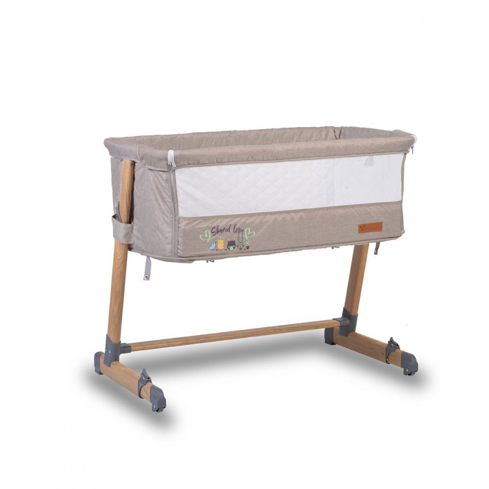CANGAROO Patut Co-Sleeper Wood print Shared Love Beige 90 x 55 cm