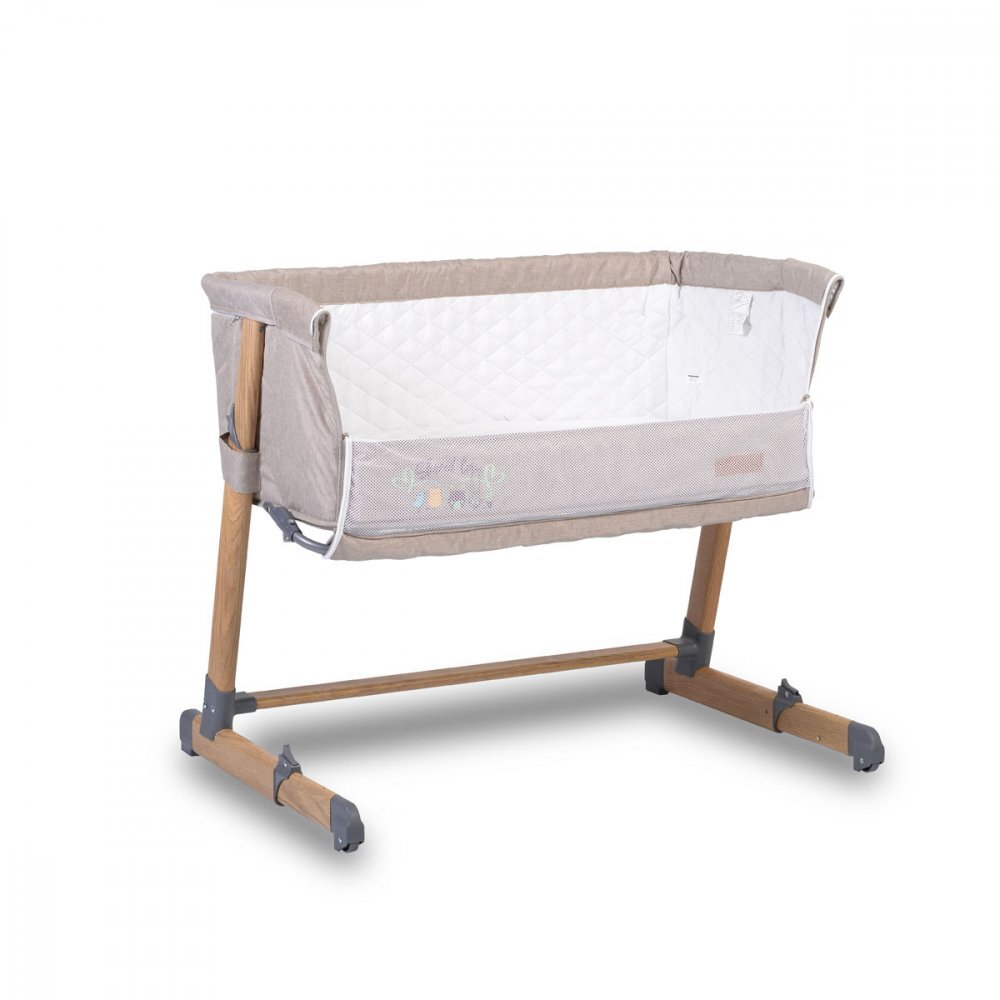 CANGAROO Patut Co-Sleeper Wood print Shared Love Beige 90 x 55 cm