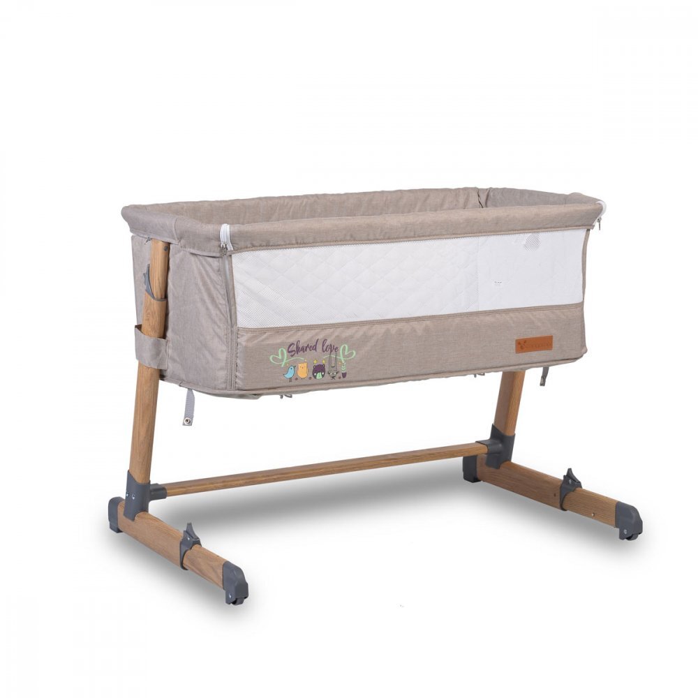 CANGAROO Patut Co-Sleeper Wood print Shared Love Beige 90 x 55 cm