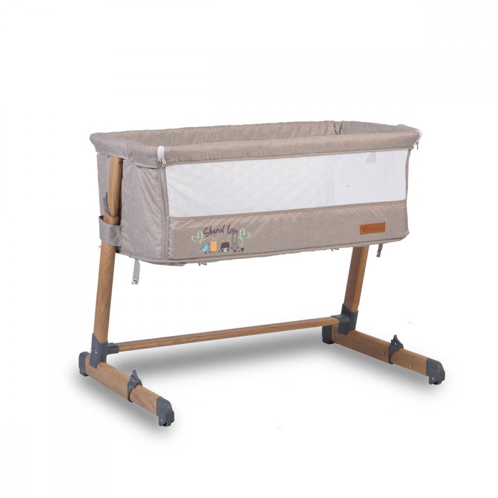 CANGAROO Patut Co-Sleeper Wood print Shared Love Beige 90 x 55 cm