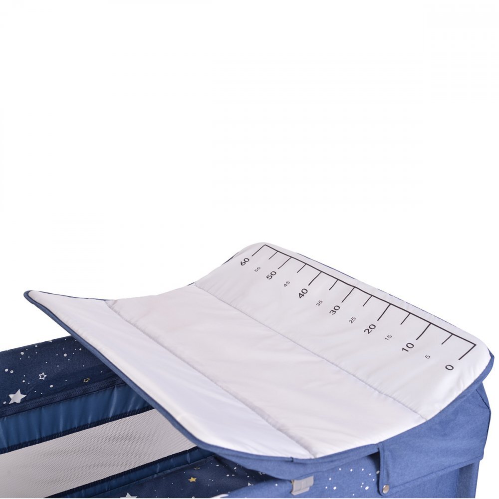 CANGAROO Patut pentru copii Once upon a time L3 Jeans pliabil cu 2 nivele roti usita cu fermoar masuta de infasat carusel geanta de transport