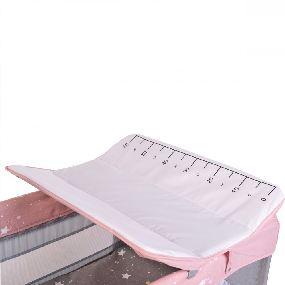 CANGAROO Patut pentru copii Once upon a time L3 Pink pliabil cu 2 nivele roti usita cu fermoar masuta de infasat carusel geanta de transport