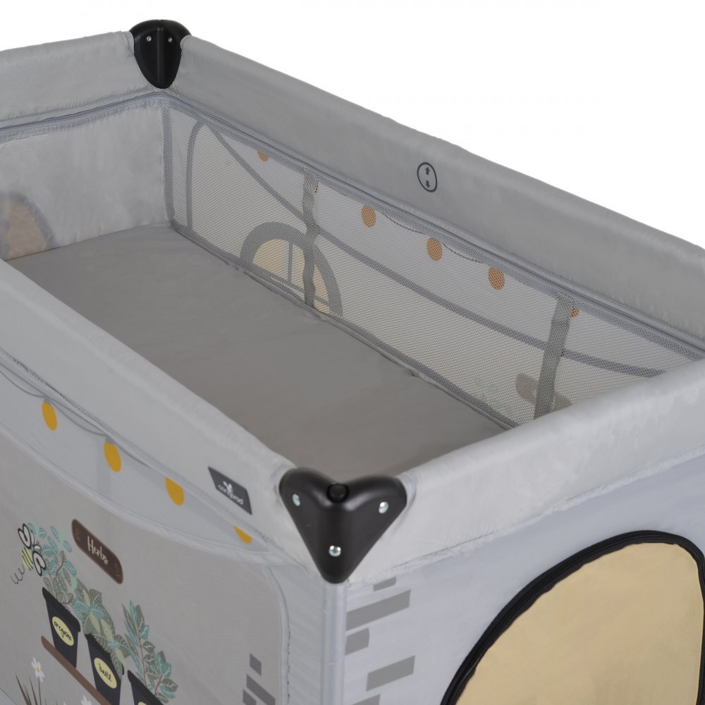 CANGAROO Patut pliabil 2in1 Playhouse Gri 124x63x126 cm cu doua nivelesaltea pliabila inclusaroti cu franeintrare cu fermoaracoperis si geanta transport incluse