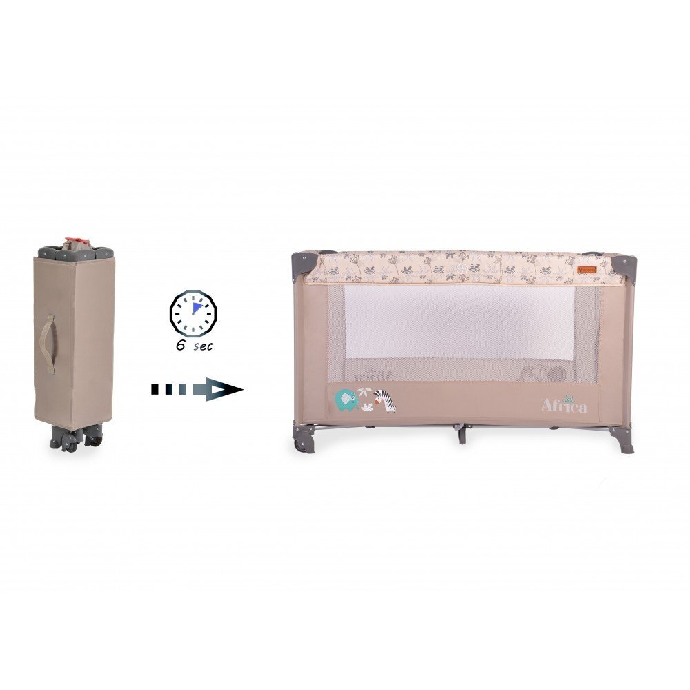 CANGAROO Patut pliabil Africa beige cu un nivel usita cu fermoar geanta de transport si saltea incluse