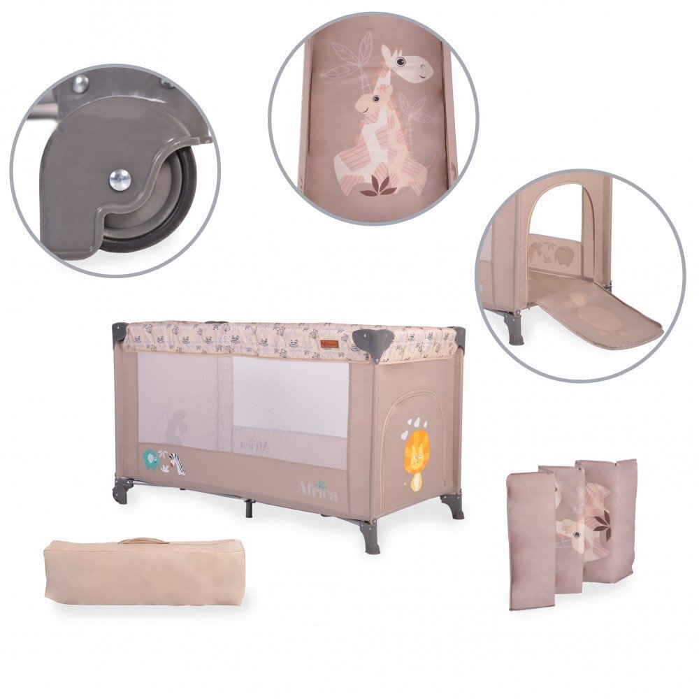 CANGAROO Patut pliabil Africa beige cu un nivel usita cu fermoar geanta de transport si saltea incluse