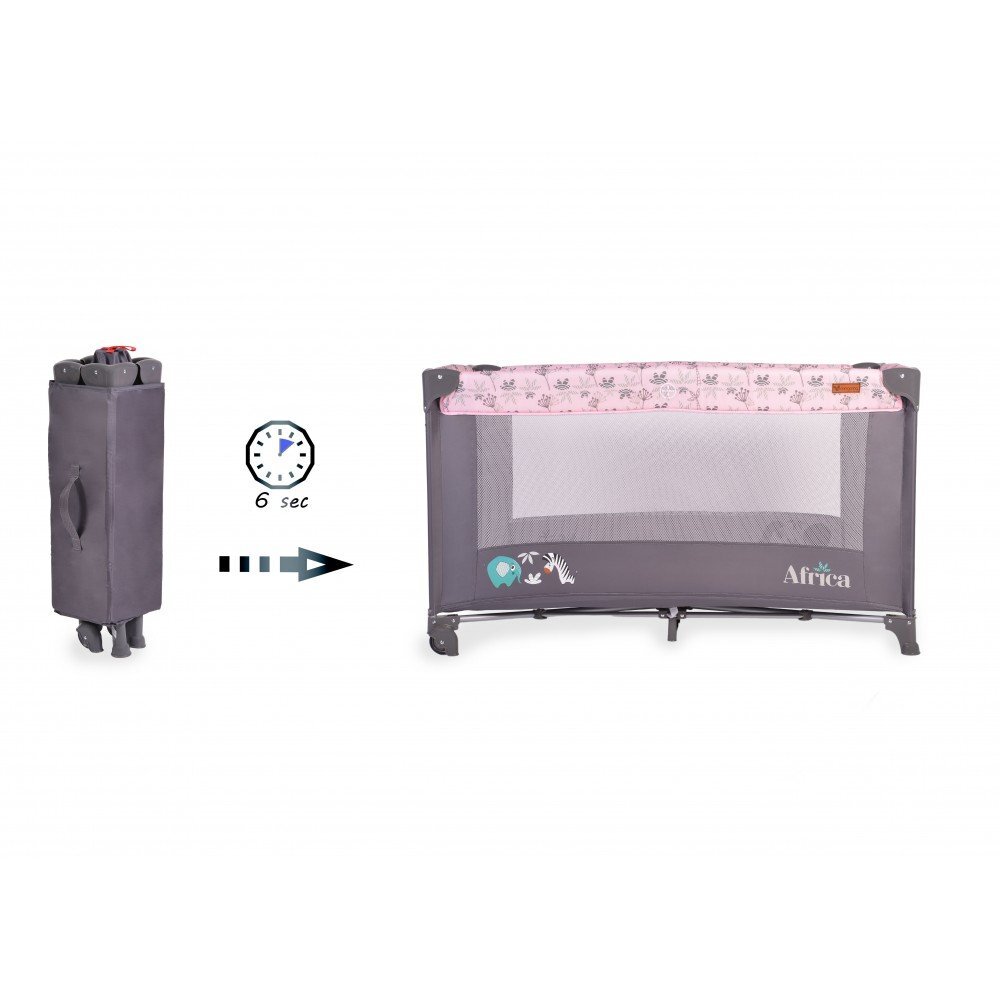 CANGAROO Patut pliabil Africa pink cu un nivel usita cu fermoar geanta de transport si saltea incluse