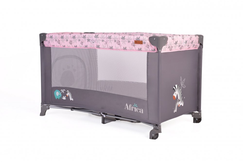CANGAROO Patut pliabil Africa pink cu un nivel usita cu fermoar geanta de transport si saltea incluse