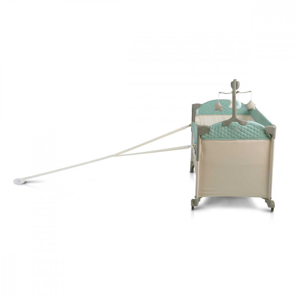 CANGAROO Patut pliabil de calatorie 3in1 Indiana Mint cu 2 nivele laterala culisanta organizator haine cu 4 compartimente segmente plasa de ventilatie geanta accesorii saltea si carusel