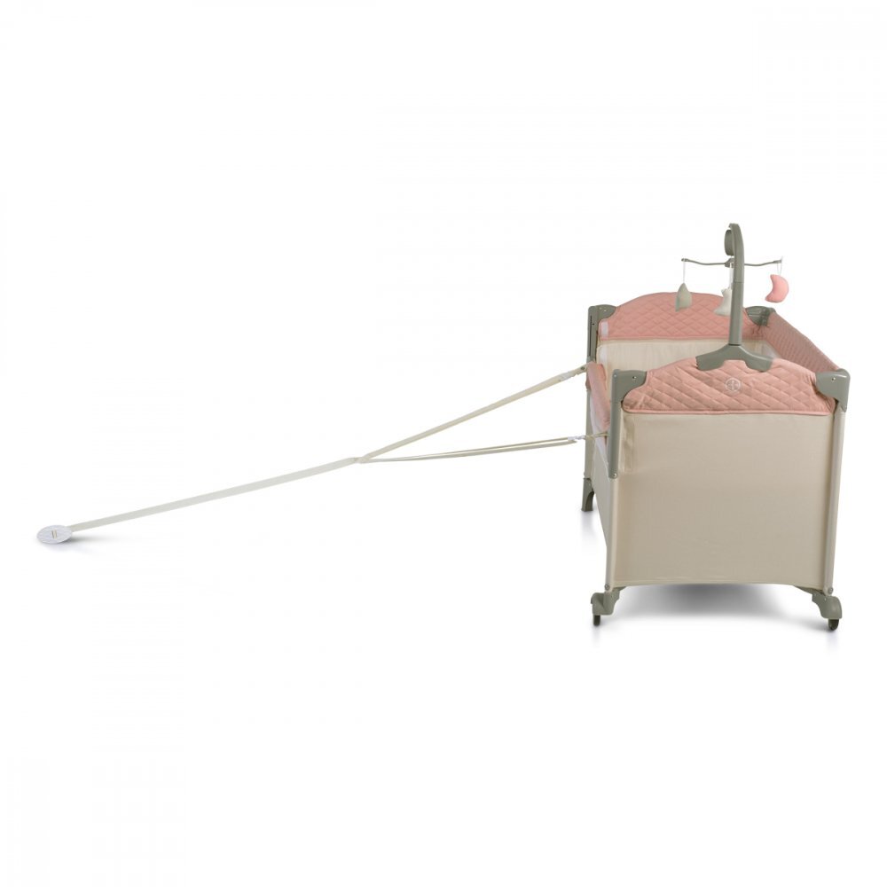 CANGAROO Patut pliabil de calatorie 3in1 Indiana Pink cu 2 nivele laterala culisanta organizator haine cu 4 compartimente segmente plasa de ventilatie geanta accesorii saltea si carusel