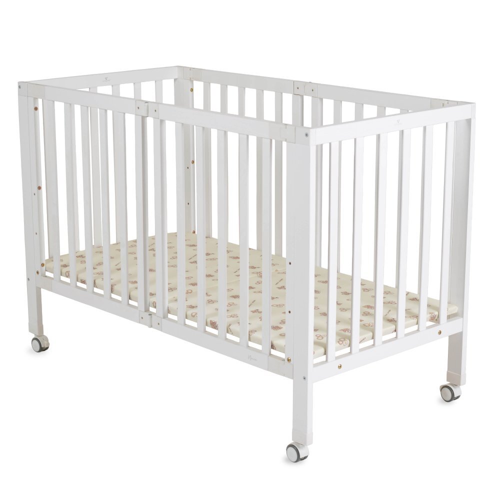 CANGAROO Patut pliabil din lemn pentru copii Nova 124.5x65x86 cm somiera reglabila pe 3 nivele de inaltime 4 roti cu sistem de blocare materiale si vopsele sigure