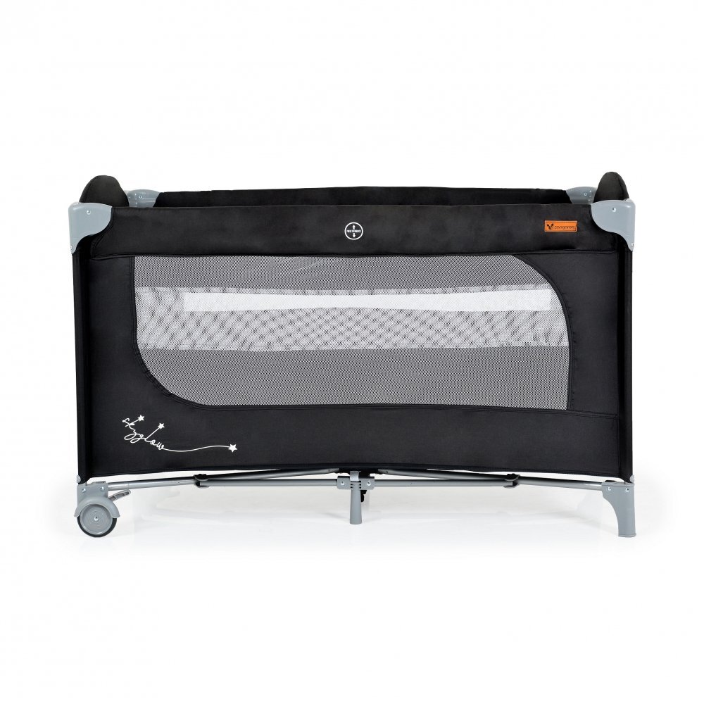 CANGAROO Patut pliabil multifunctional 2in1 SkyGlow Black cu 2 niveleroti cu blocareUsa de acces cu fermoarlaterala cu plasa de ventilatiepliabil compact2 inele de sustinere si saltea pliabila incluse