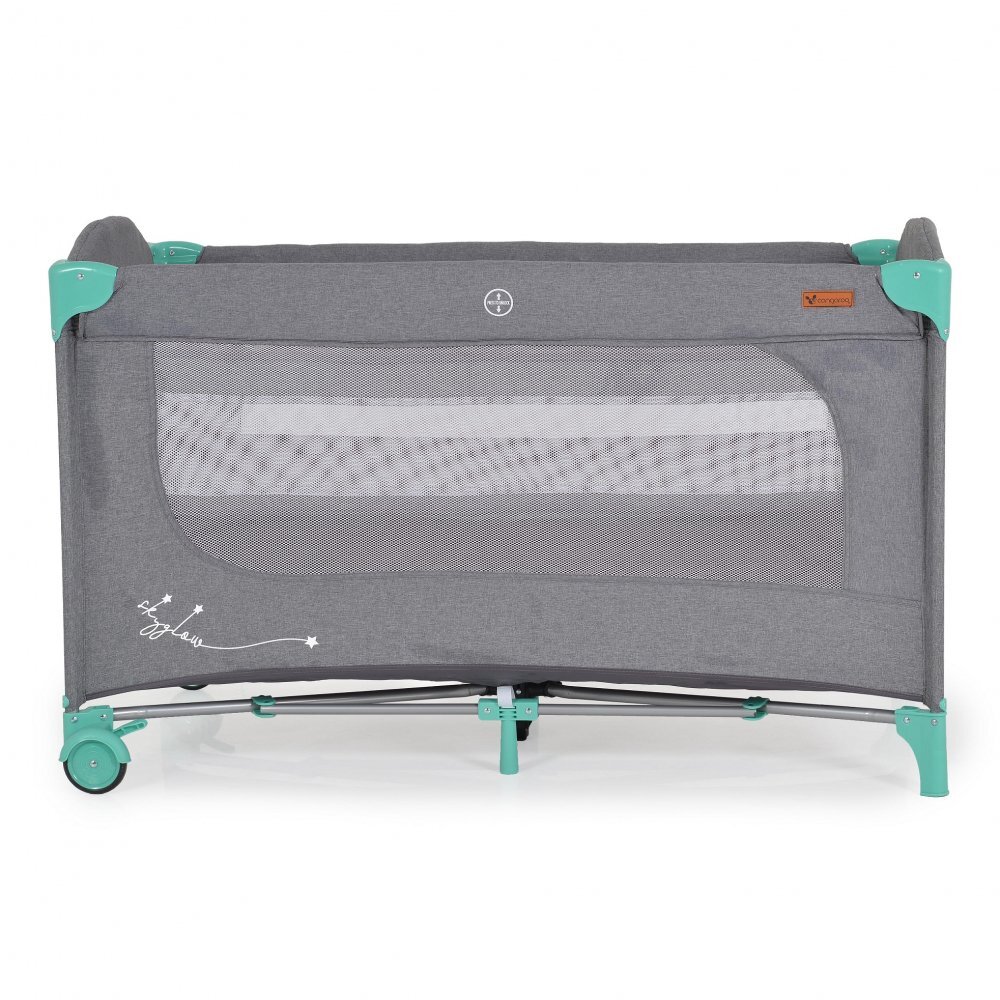 CANGAROO Patut pliabil multifunctional 2in1 SkyGlow Mint cu 2 niveleroti cu blocareUsa de acces cu fermoarlaterala cu plasa de ventilatiepliabil compact2 inele de sustinere si saltea pliabila incluse