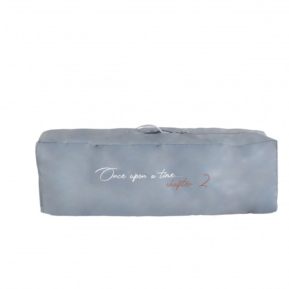 CANGAROO Patut pliabil pentru copii cu 2 nivele Once Upon a Time L2 Grey usa acces cu fermoar buzunar accesorii saltea pliabilacarusel muzical si geanta transport incluse