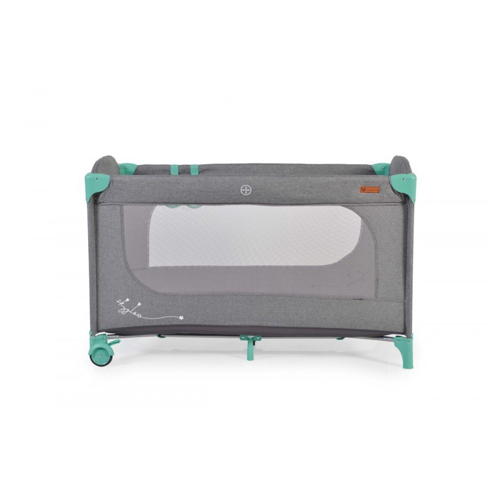CANGAROO Patut SkyGlow Mint pliabil cu un nivel usita cu fermoar geanta transport roti cu sistem de blocare