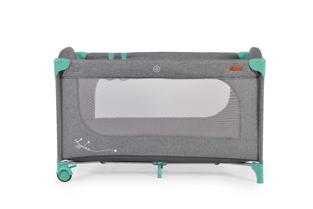 CANGAROO Patut SkyGlow Mint pliabil cu un nivel usita cu fermoar geanta transport roti cu sistem de blocare