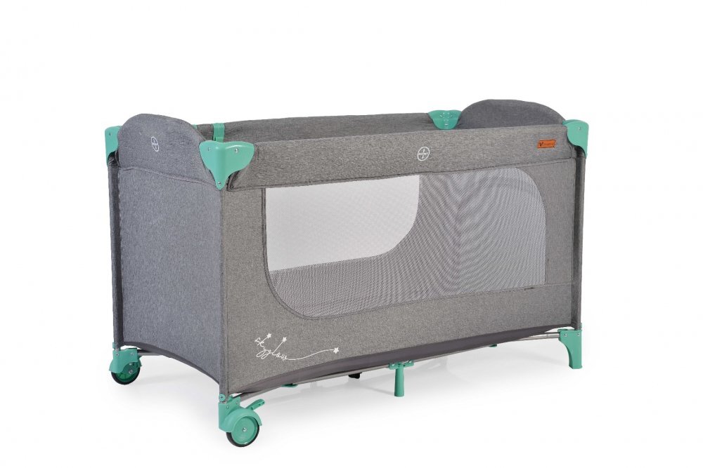 CANGAROO Patut SkyGlow Mint pliabil cu un nivel usita cu fermoar geanta transport roti cu sistem de blocare