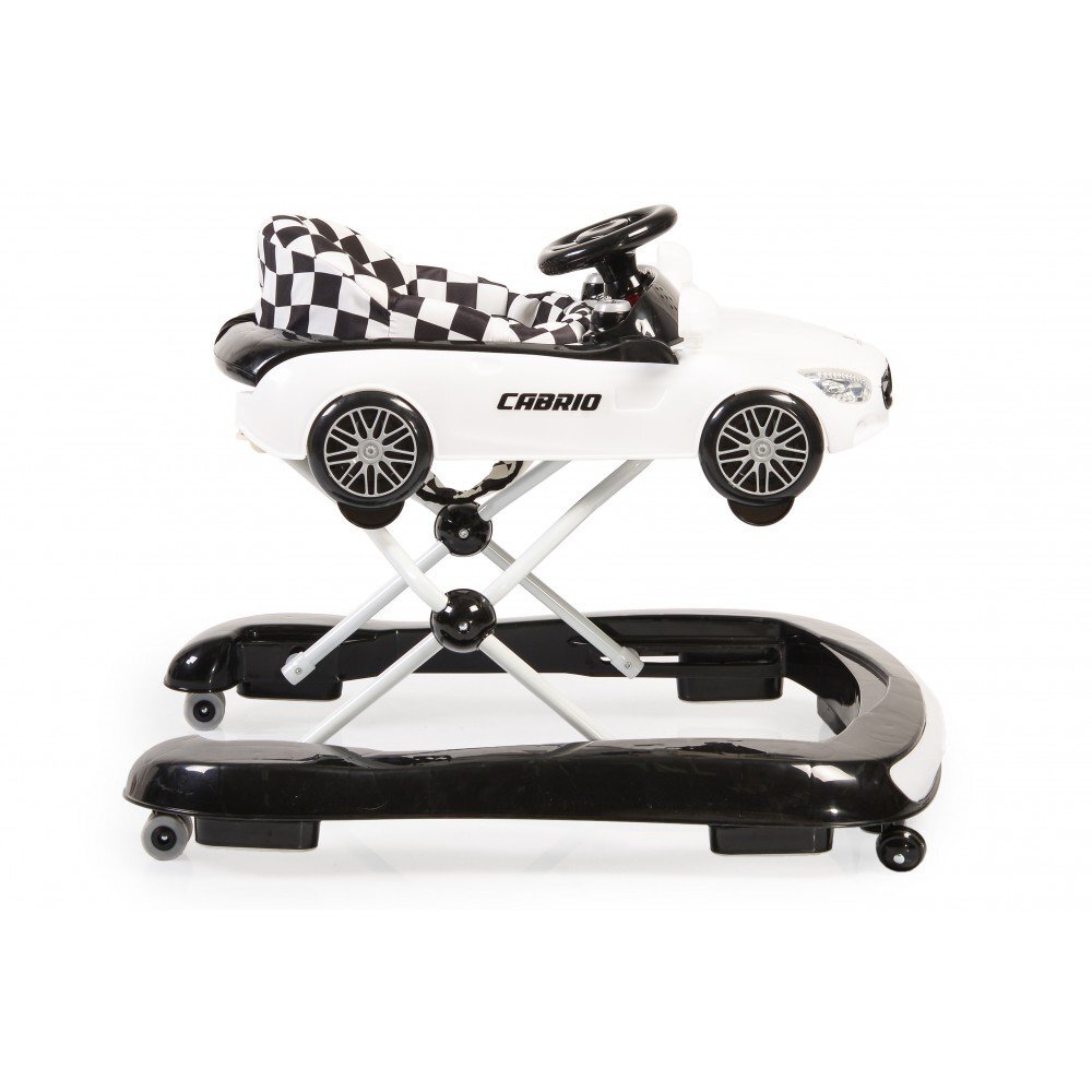 CANGAROO Premergator 2in1 Cabrio White transformabil in antepremergator Inaltime reglabila Functie antepremergator Panoul muzical detasabil Roti fata pivotante Potrivit de la 6 luni+ pana la 12 kg