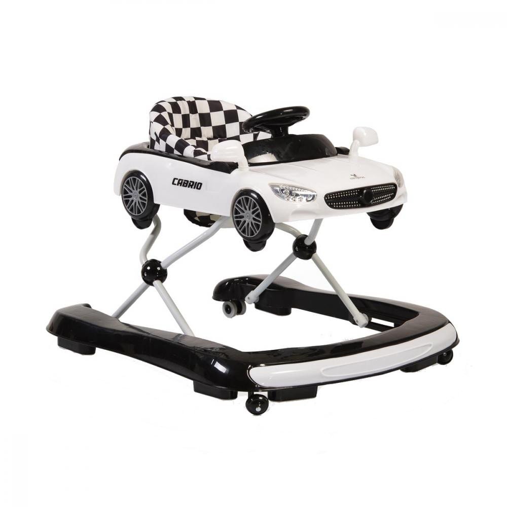 CANGAROO Premergator 2in1 Cabrio White transformabil in antepremergator Inaltime reglabila Functie antepremergator Panoul muzical detasabil Roti fata pivotante Potrivit de la 6 luni+ pana la 12 kg