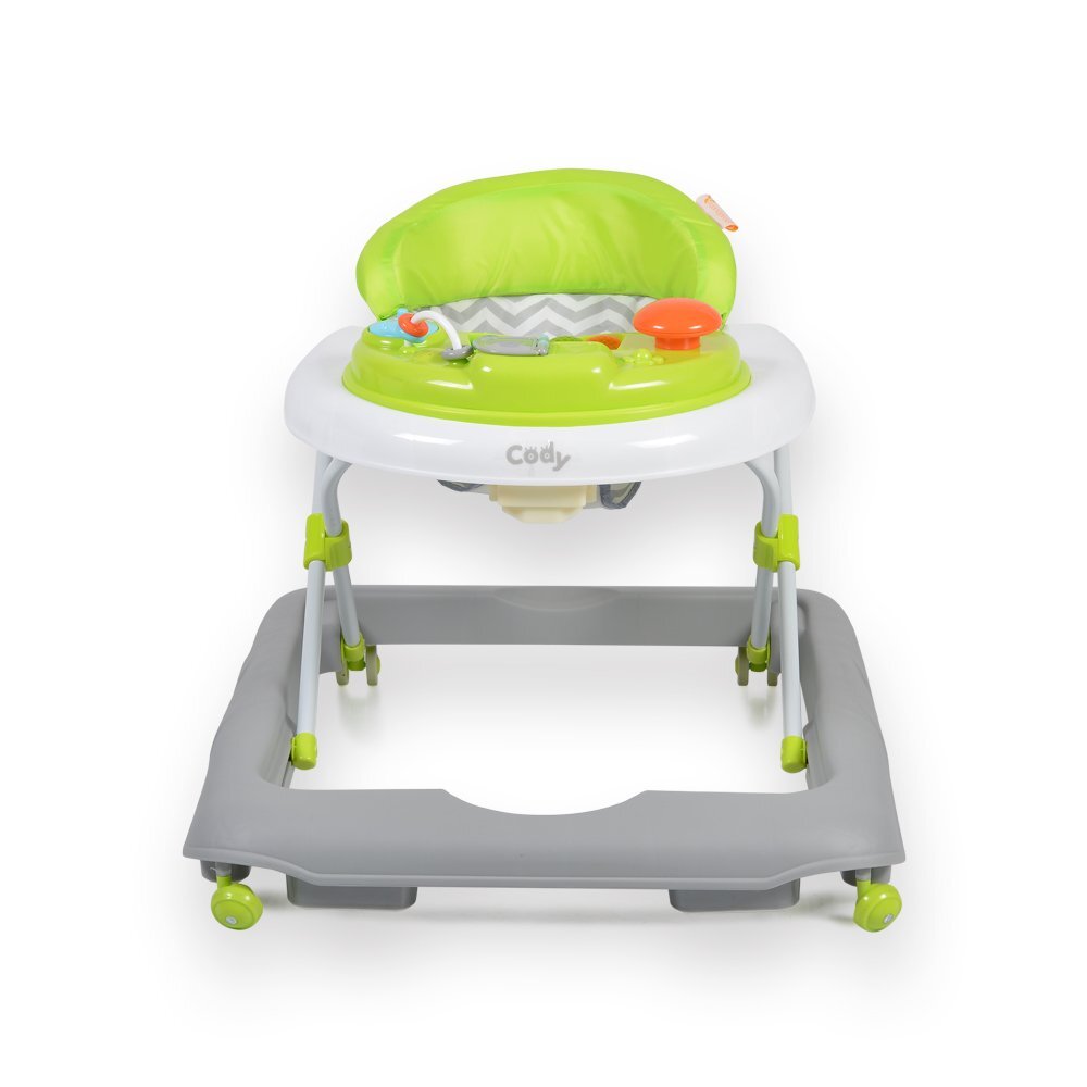 CANGAROO Premergator pentru copii Cody Green pliabilinaltime reglabila 3 pozitiiscaun cu spatar inalt si moaleroti pivotante6 dopuri din silicon anti-alunecarepanou muzical cu 12 melodii