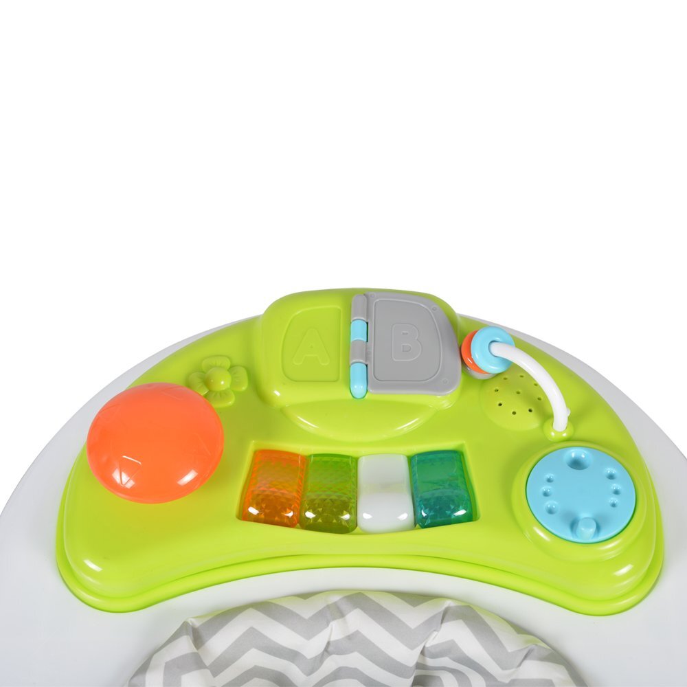 CANGAROO Premergator pentru copii Cody Green pliabilinaltime reglabila 3 pozitiiscaun cu spatar inalt si moaleroti pivotante6 dopuri din silicon anti-alunecarepanou muzical cu 12 melodii