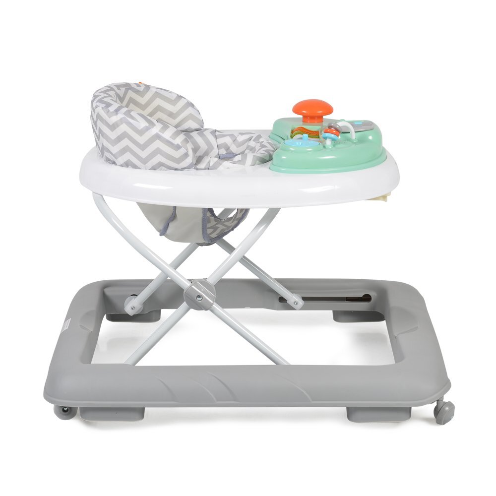 CANGAROO Premergator pentru copii Cody Grey pliabilinaltime reglabila 3 pozitiiscaun cu spatar inalt si moaleroti pivotante6 dopuri din silicon anti-alunecarepanou muzical cu 12 melodii