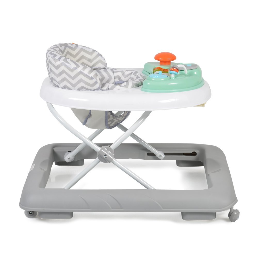 CANGAROO Premergator pentru copii Cody Grey pliabilinaltime reglabila 3 pozitiiscaun cu spatar inalt si moaleroti pivotante6 dopuri din silicon anti-alunecarepanou muzical cu 12 melodii