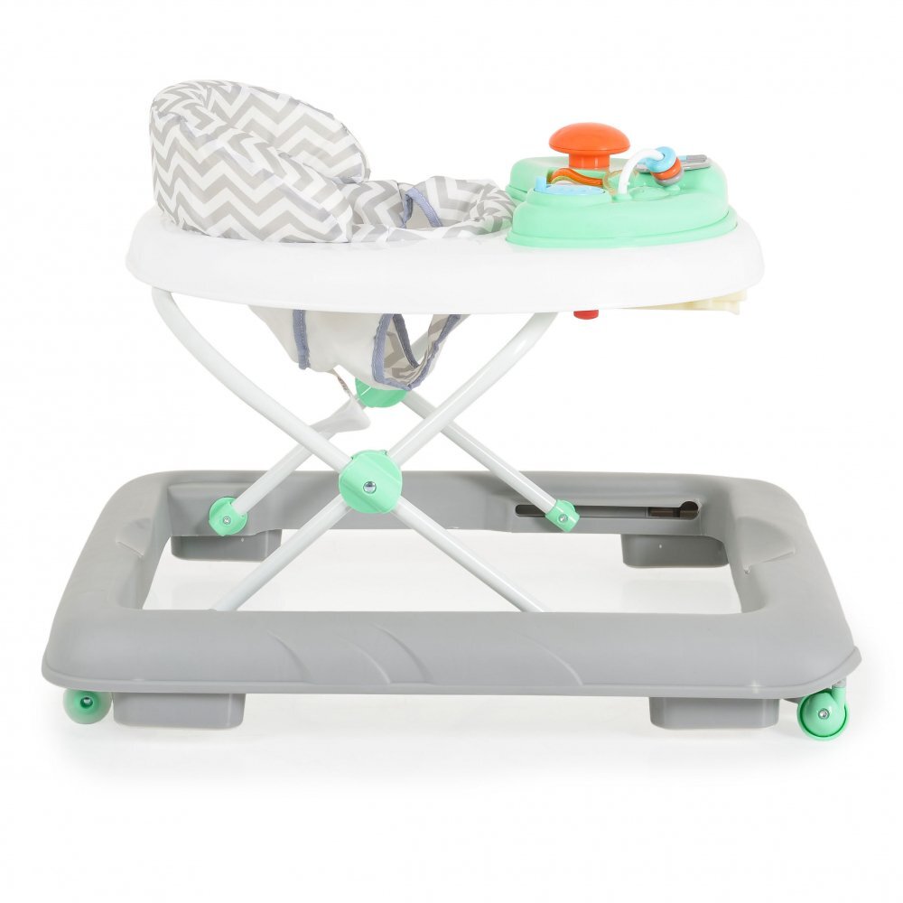 CANGAROO Premergator pentru copii Cody Pastel Green pliabilinaltime reglabila 3 pozitiiscaun cu spatar inalt si moaleroti pivotante6 dopuri din silicon anti-alunecarepanou muzical cu 12 melodii