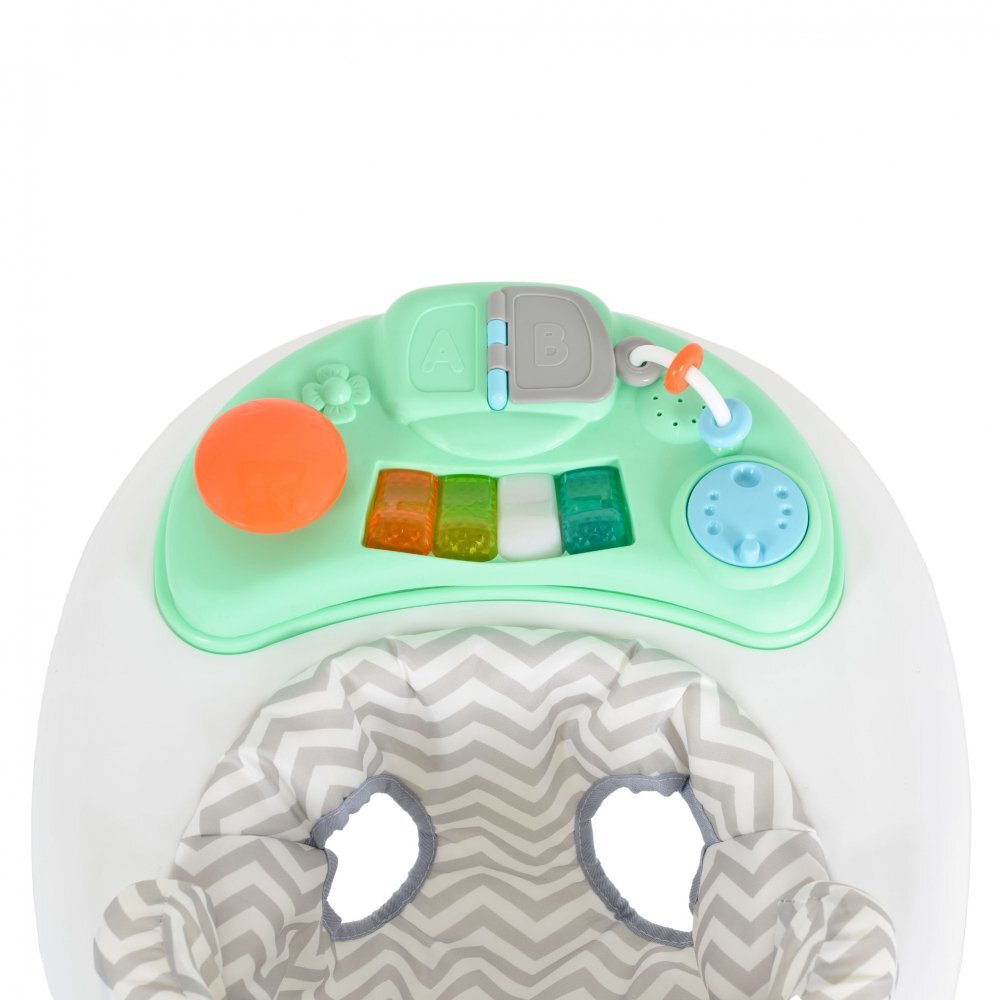 CANGAROO Premergator pentru copii Cody Pastel Green pliabilinaltime reglabila 3 pozitiiscaun cu spatar inalt si moaleroti pivotante6 dopuri din silicon anti-alunecarepanou muzical cu 12 melodii