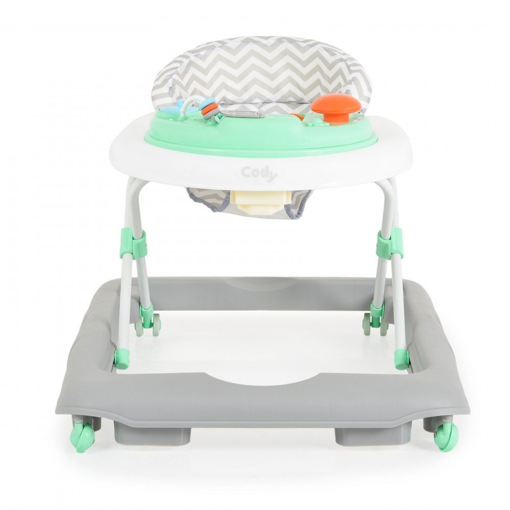 CANGAROO Premergator pentru copii Cody Pastel Green pliabilinaltime reglabila 3 pozitiiscaun cu spatar inalt si moaleroti pivotante6 dopuri din silicon anti-alunecarepanou muzical cu 12 melodii