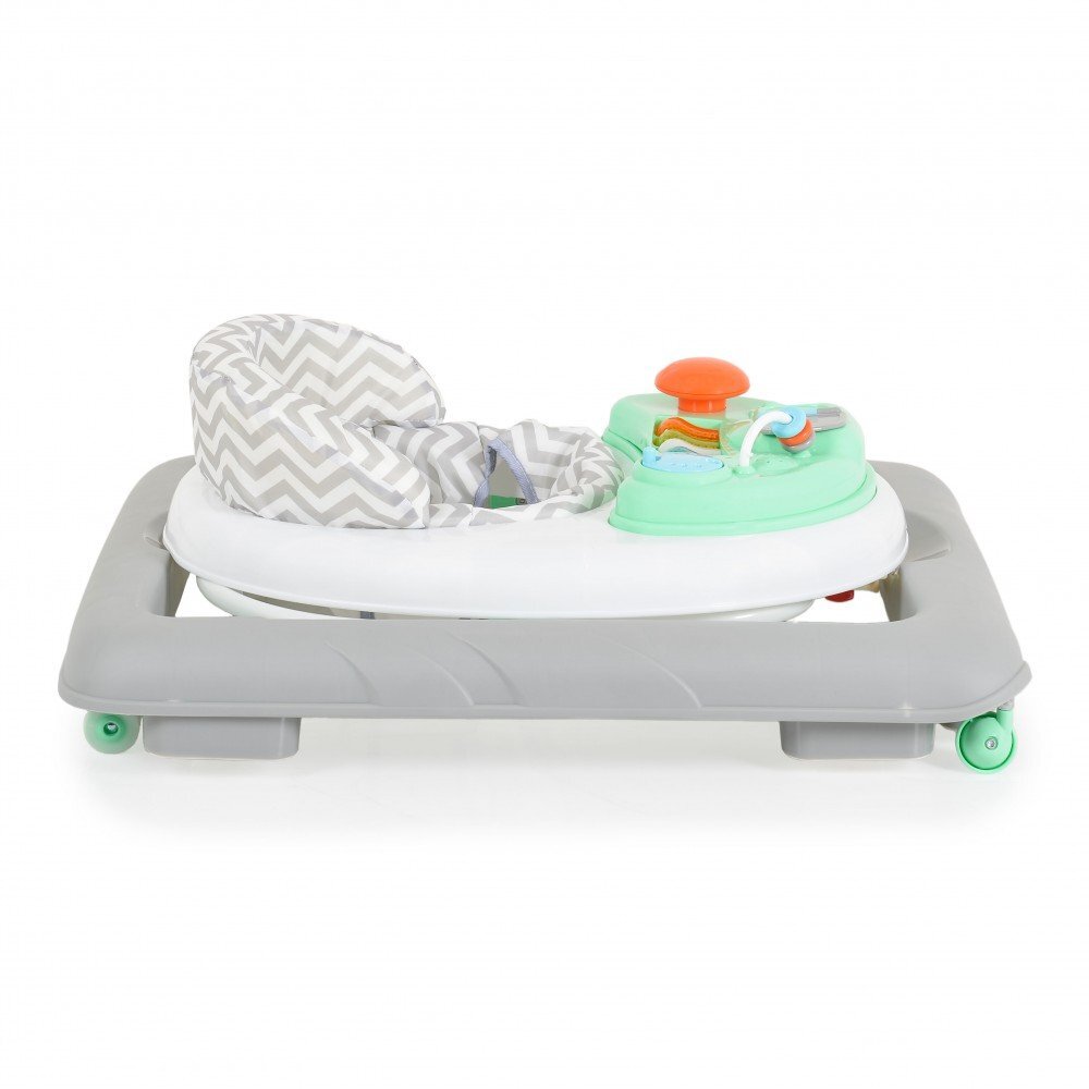 CANGAROO Premergator pentru copii Cody Pastel Green pliabilinaltime reglabila 3 pozitiiscaun cu spatar inalt si moaleroti pivotante6 dopuri din silicon anti-alunecarepanou muzical cu 12 melodii