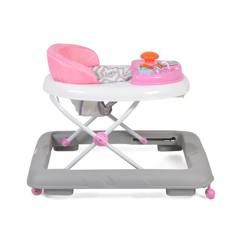 CANGAROO Premergator pentru copii Cody Pink pliabilinaltime reglabila 3 pozitiiscaun cu spatar inalt si moaleroti pivotante6 dopuri din silicon anti-alunecarepanou muzical cu 12 melodii