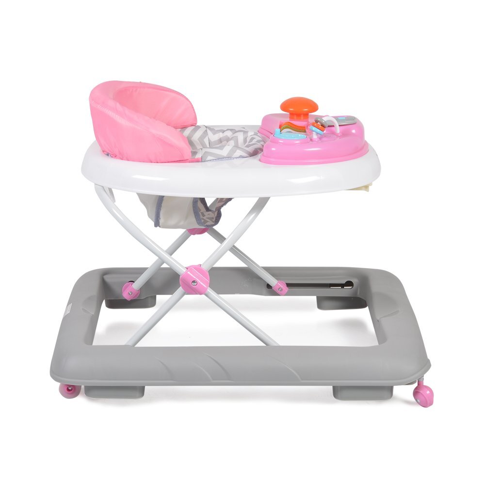 CANGAROO Premergator pentru copii Cody Pink pliabilinaltime reglabila 3 pozitiiscaun cu spatar inalt si moaleroti pivotante6 dopuri din silicon anti-alunecarepanou muzical cu 12 melodii