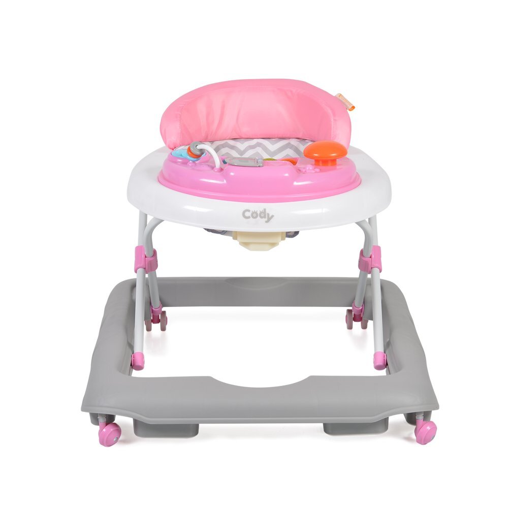 CANGAROO Premergator pentru copii Cody Pink pliabilinaltime reglabila 3 pozitiiscaun cu spatar inalt si moaleroti pivotante6 dopuri din silicon anti-alunecarepanou muzical cu 12 melodii