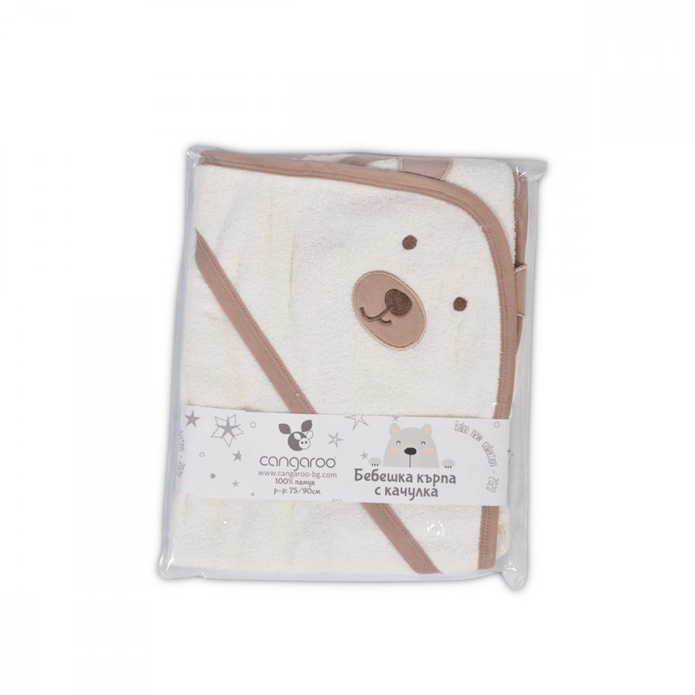 CANGAROO Prosop de baie cu capison din bumbac 90x70 cm Baloo Beige