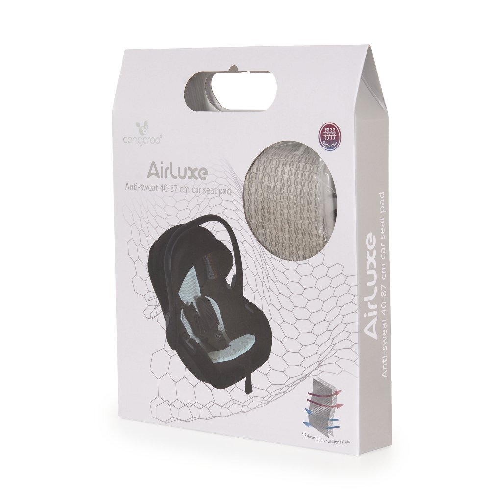 CANGAROO Protectie antitranspiratie AirLuxe Grey pentru scaun auto copii grupa 40-87 cm material 3D special reduce transpiratia