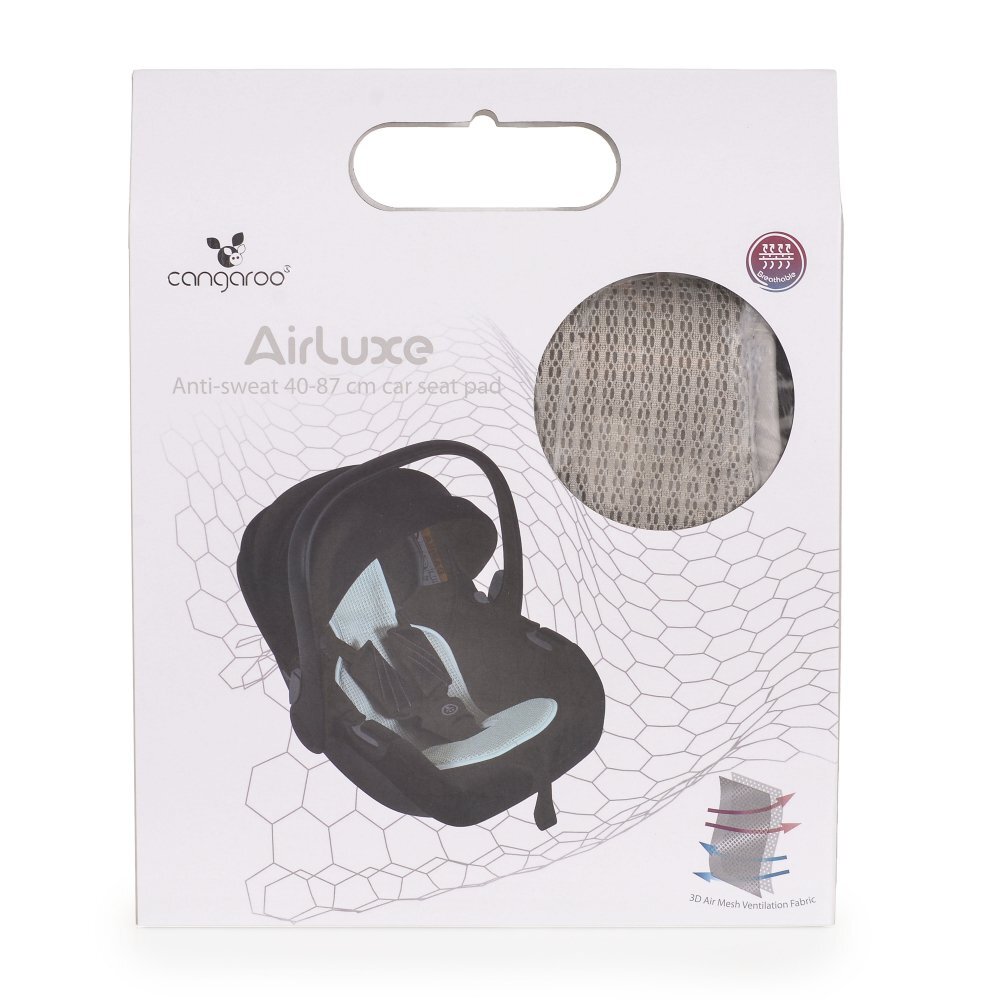 CANGAROO Protectie antitranspiratie AirLuxe Grey pentru scaun auto copii grupa 40-87 cm material 3D special reduce transpiratia